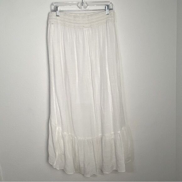 Alyx White High-Low Maxi Skirt XL Gauzy Boho Resort Gypsy Hippie Beachy Flowy - Picture 3 of 12